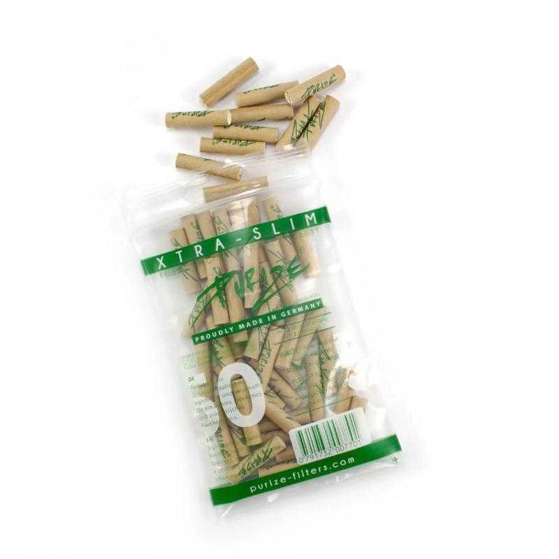 Confezzione da 50 pezzi di filtri ai carboni attivi Purize Extra Slim 5.9mm, colore organico, per un'esperienza di fumo più pulita e aromatica.