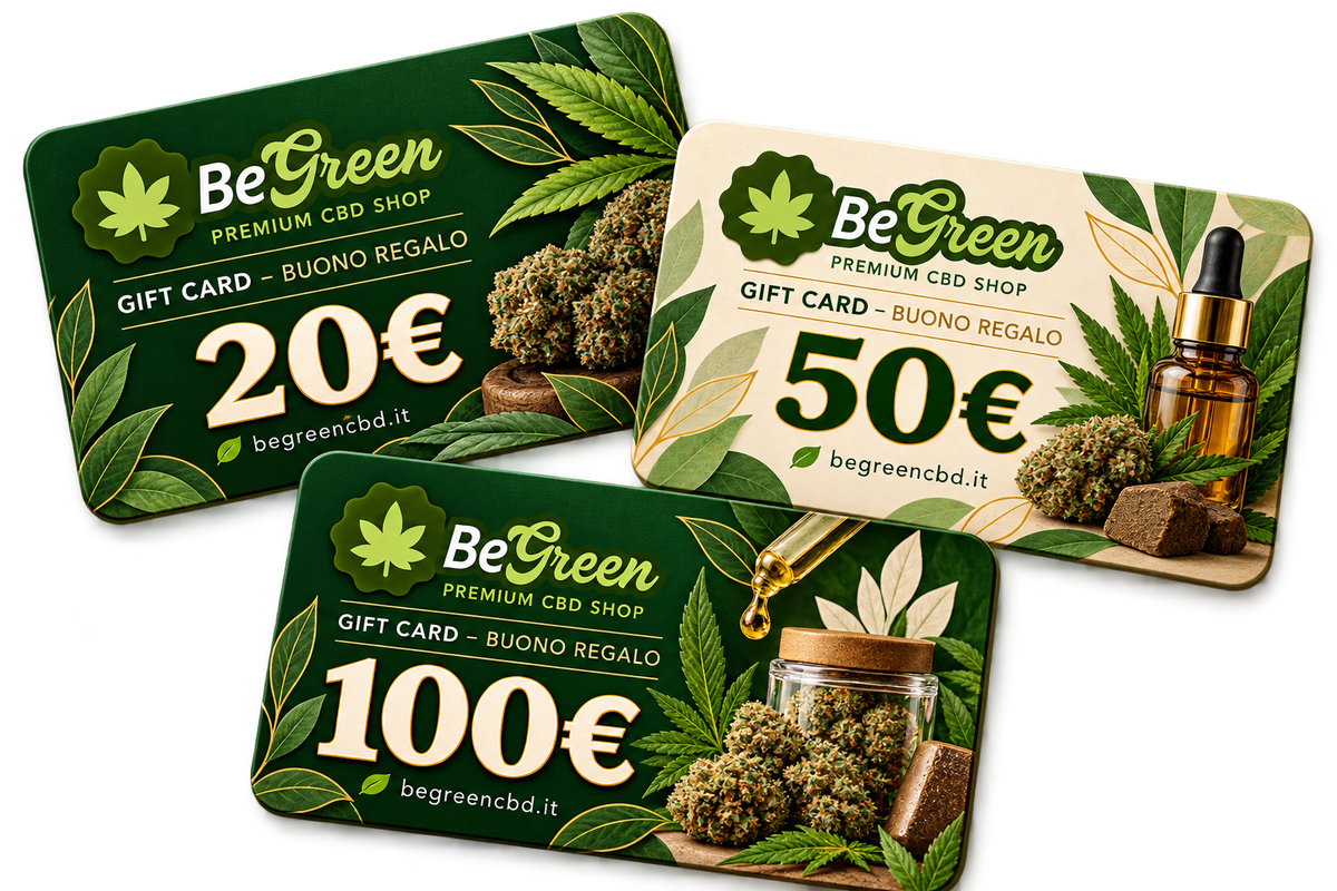 Gift card BeGreen CBD da 100 euro, buono regalo per fiori, oli e hashish CBD